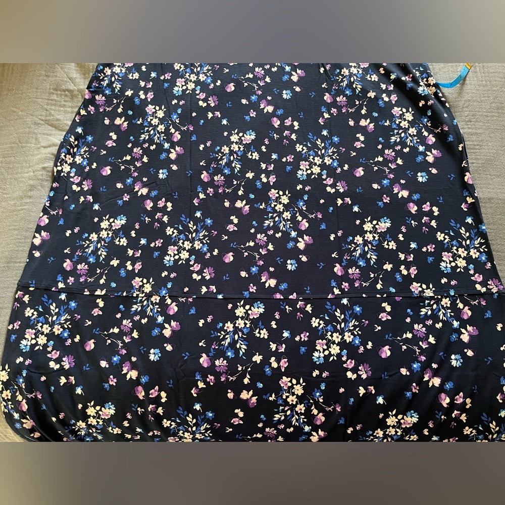 J. Jill navy blue floral print rayon/spandex knit maxi dress 2X or 3X NWT - Picture 7 of 14